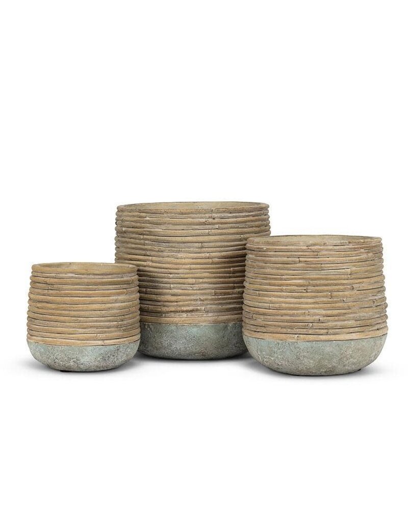 Abbott Collection Rattan Wrap Look Cement Planter | lg