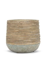 Abbott Collection Rattan Wrap Look Cement Planter | md