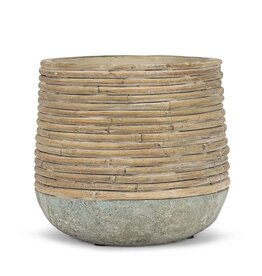 Abbott Collection Rattan Wrap Look Cement Planter | md