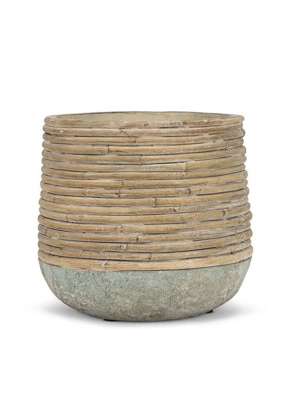 Abbott Collection Rattan Wrap Look Cement Planter | md