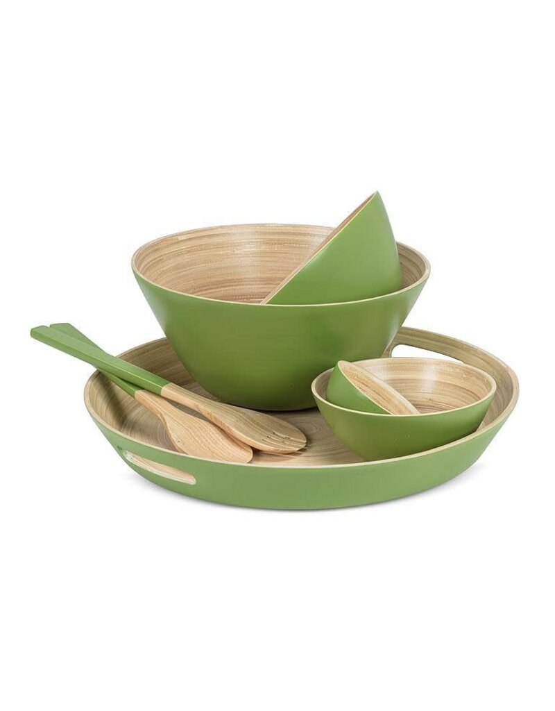 Abbott Collection Bamboo Tray with Handles - Green