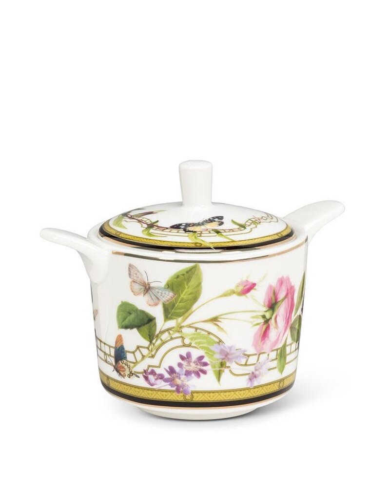 Abbott Collection Butterfly Garden Covered Sugar Pot