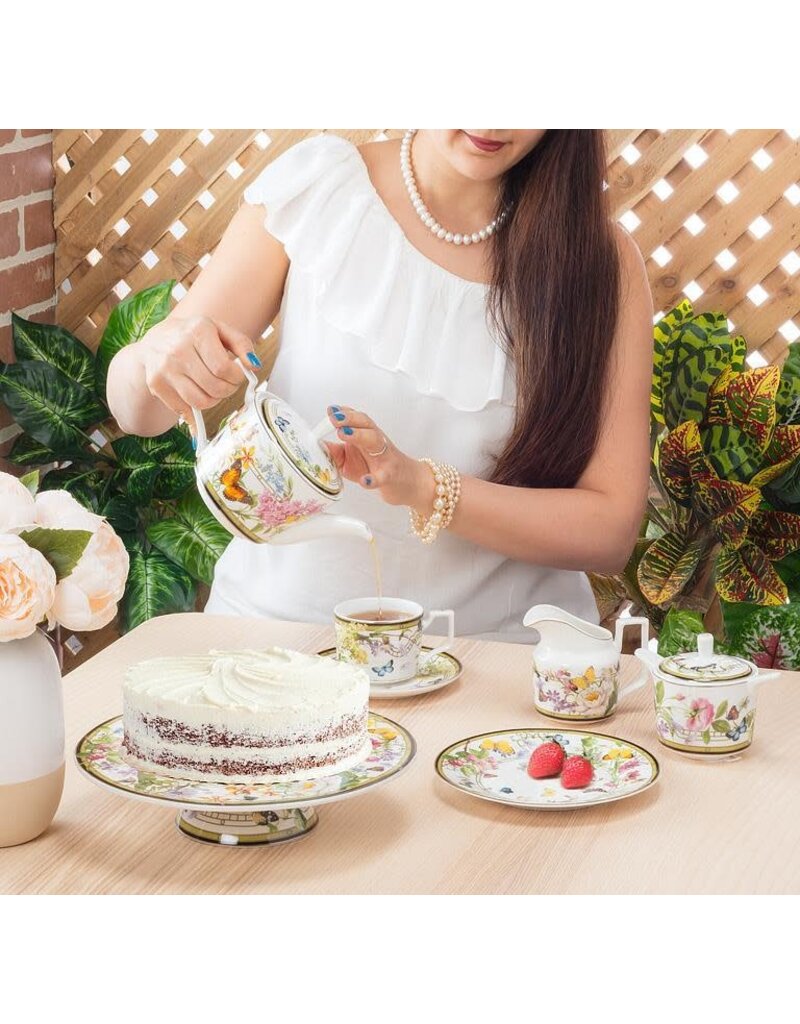 Abbott Collection Butterfly Garden Covered Sugar Pot