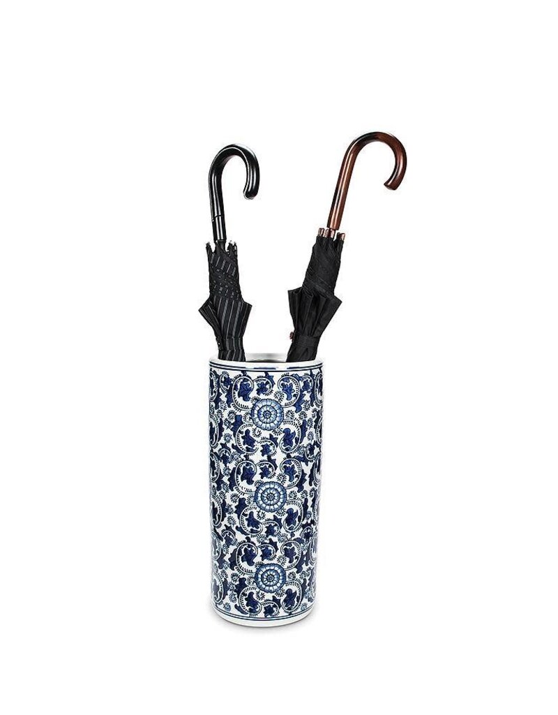 Abbott Collection Indigo Blue Patterned Umbrella Stand