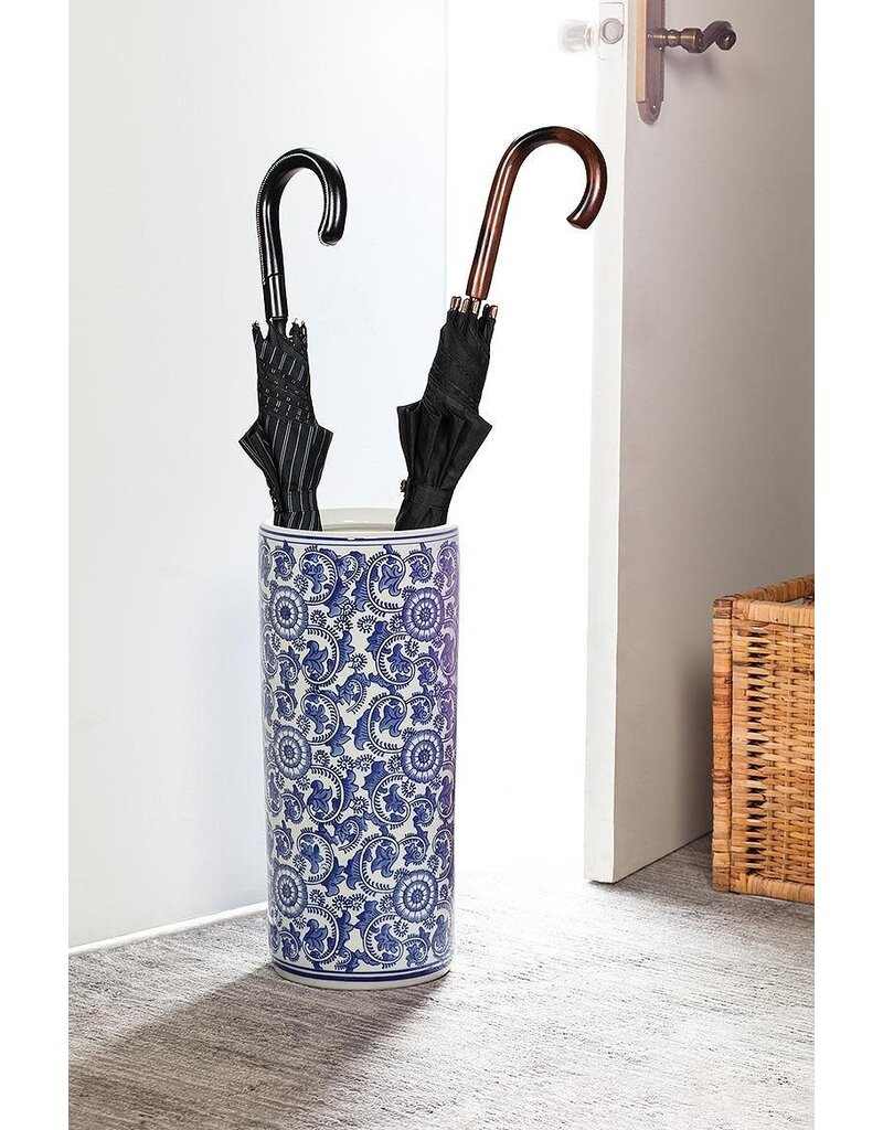 Abbott Collection Indigo Blue Patterned Umbrella Stand