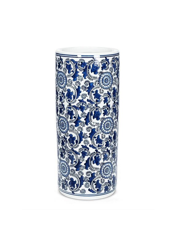 Abbott Collection Indigo Blue Patterned Umbrella Stand