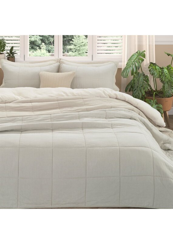 Brunelli Tagliatelle Natural Striped Quilt by Brunelli