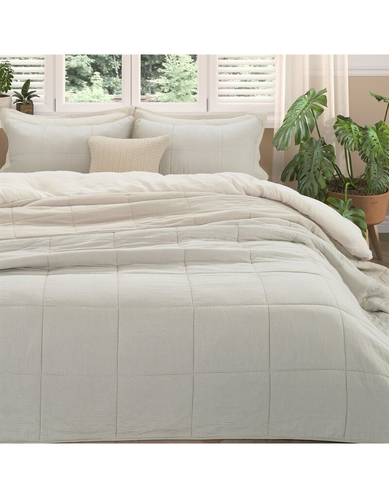 Brunelli Tagliatelle Natural Striped Quilt by Brunelli