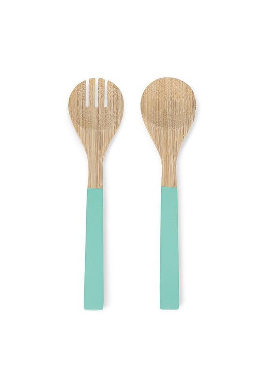 Abbott Collection Bamboo Salad Servers | turquoise