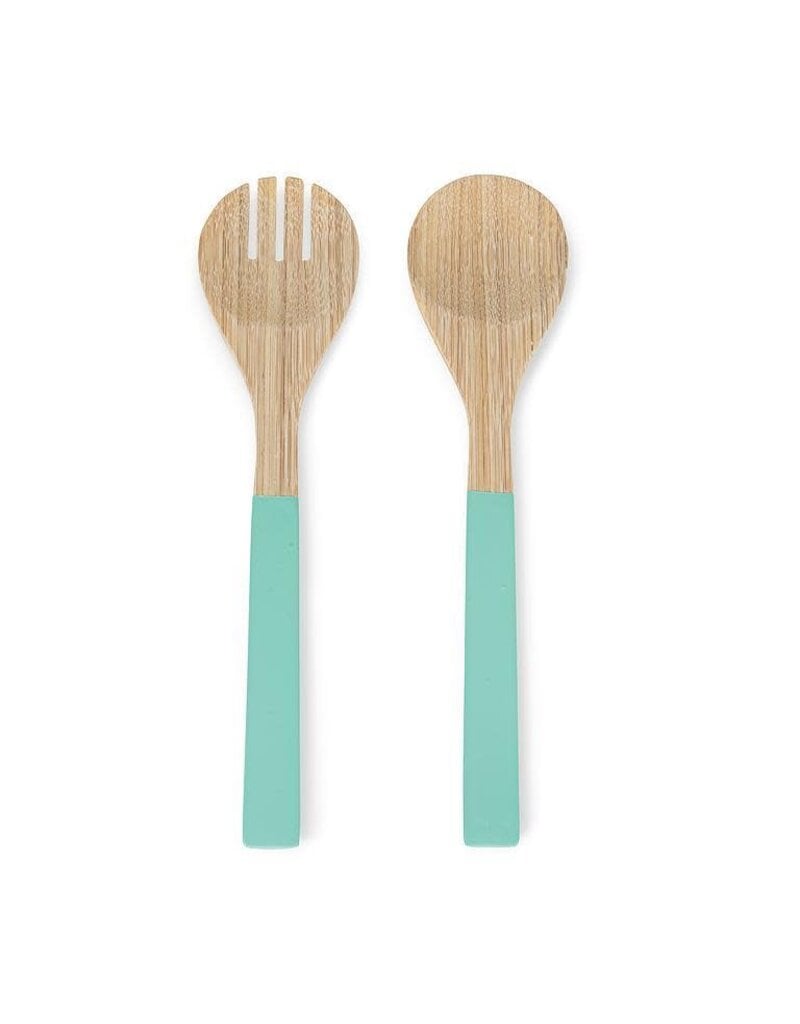 Abbott Collection Bamboo Salad Servers | turquoise