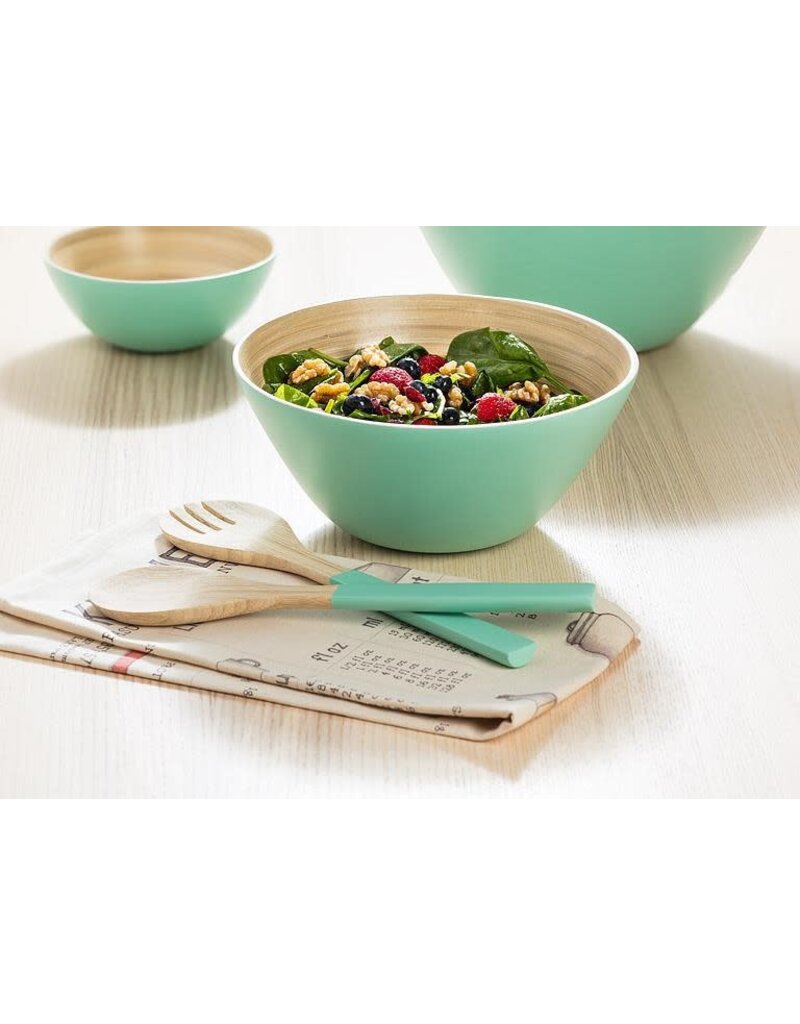 Abbott Collection Bamboo Salad Servers | turquoise