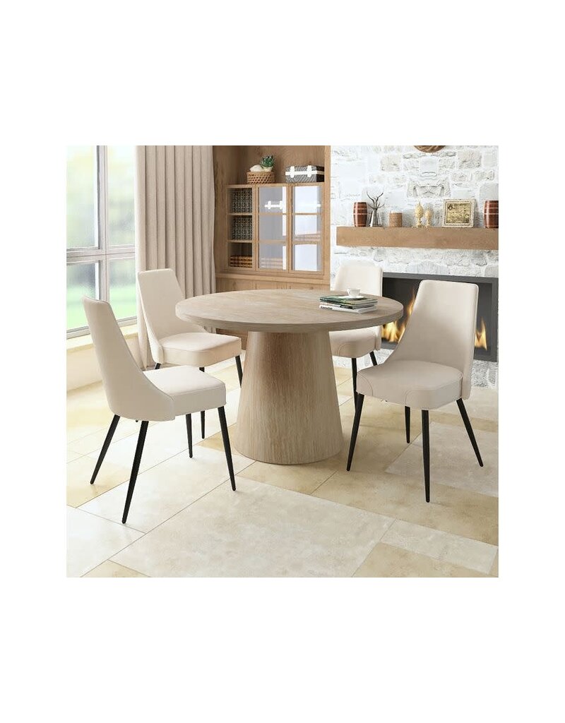 Round Pedestal Dining Table in Ivory