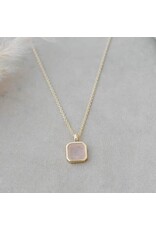 Glee Jewelry Florence Square Necklace featuring Rose Quartz by Glee