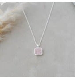 Glee Jewelry Florence Square Necklace featuring Rose Quartz by Glee