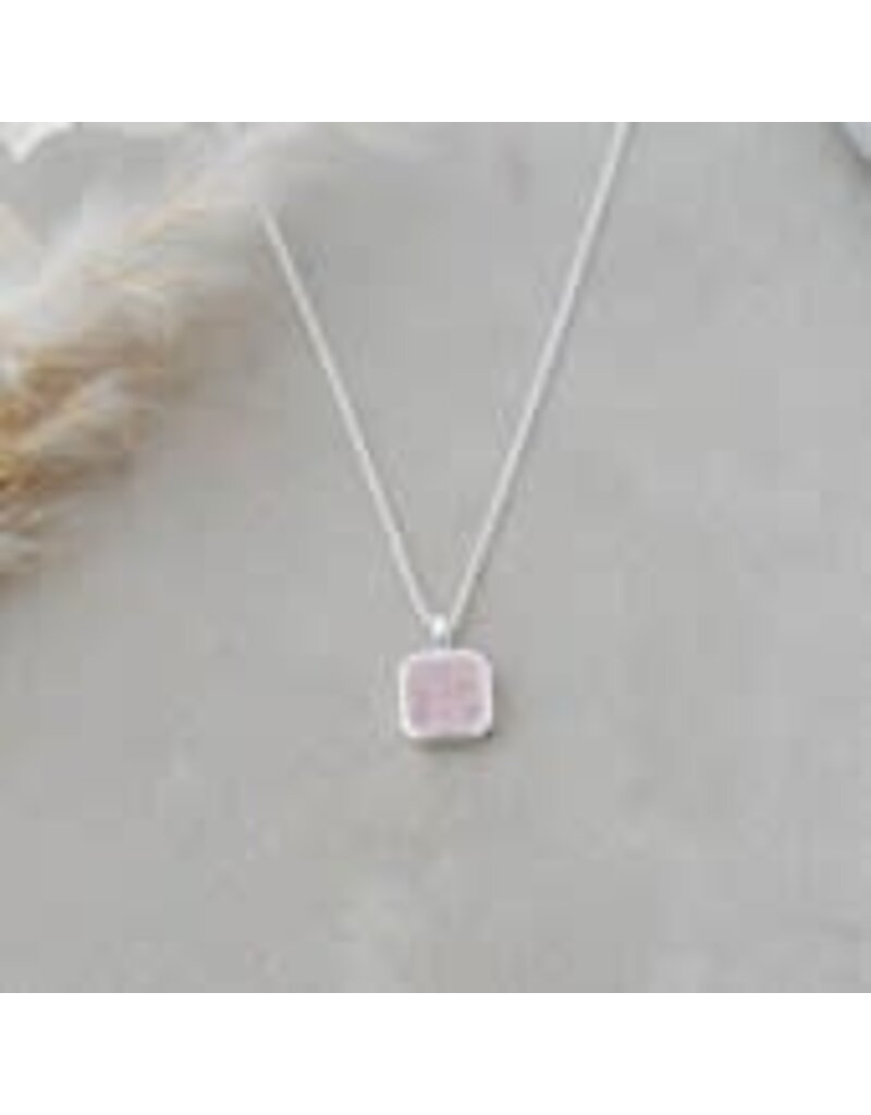 Glee Jewelry Florence Square Necklace featuring Rose Quartz by Glee