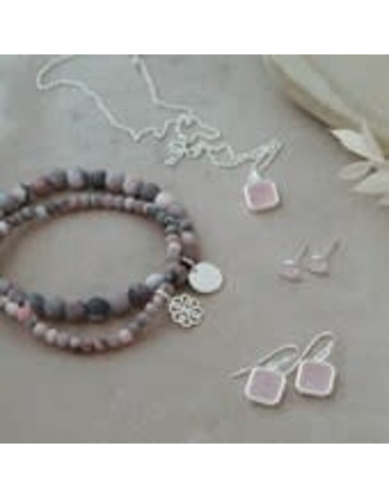 Glee Jewelry Florence Square Earrings featuring Rose Quartz by Glee