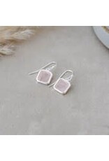 Glee Jewelry Florence Square Earrings featuring Rose Quartz by Glee