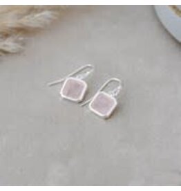 Glee Jewelry Florence Square Earrings featuring Rose Quartz by Glee