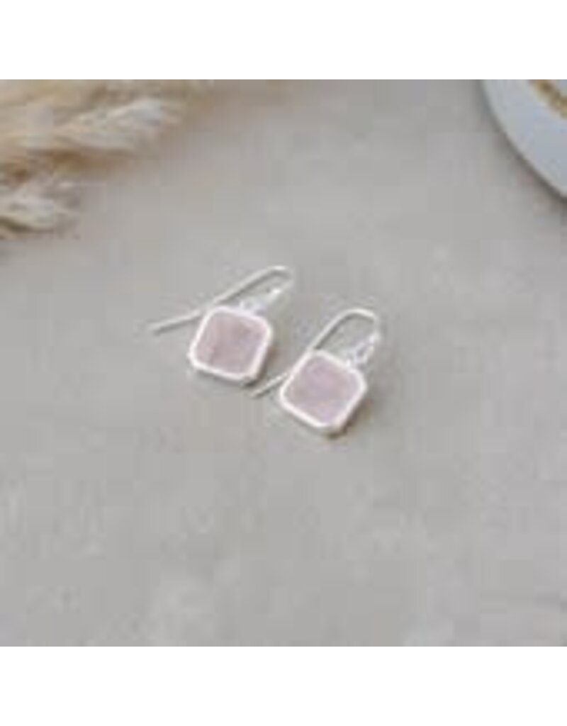 Glee Jewelry Florence Square Earrings featuring Rose Quartz by Glee