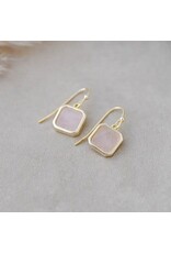 Glee Jewelry Florence Square Earrings featuring Rose Quartz by Glee