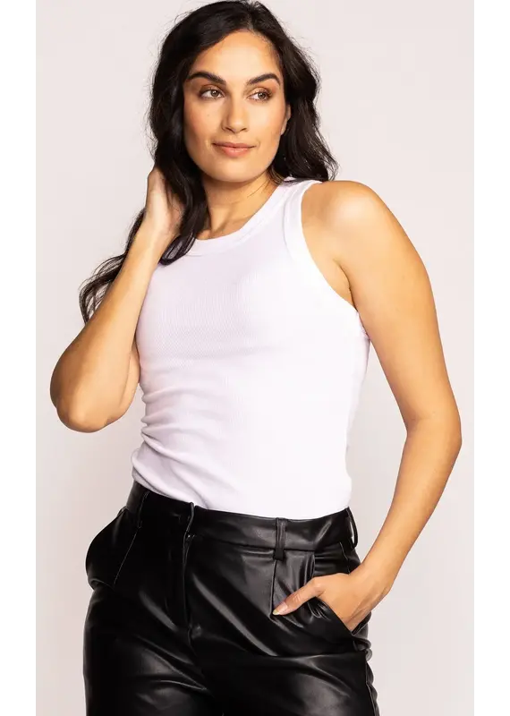 Pink Martini Danika Ribbed Tank | White