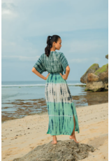 Suzie Blue Tie Dye Stripe Maxi Dress - Turquoise & Grey