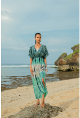 Suzie Blue Tie Dye Stripe Maxi Dress - Turquoise & Grey