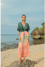 Suzie Blue Tie Dye Stripe Maxi Dress - Pink & Grey