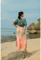 Suzie Blue Tie Dye Stripe Maxi Dress - Pink & Grey