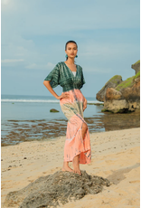 Suzie Blue Tie Dye Stripe Maxi Dress - Pink & Grey