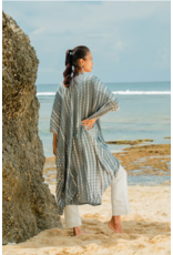 Suzie Blue Bone Tie Dye Kimono - Grey & White