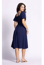 Pink Martini Navy Dress with Smocked Bodice
