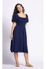 Pink Martini Navy Dress with Smocked Bodice