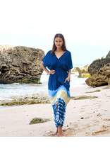 Suzie Blue Beach Stripe & Tie Dye Maxi Dress In Navy