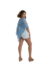 Suzie Blue Blue Popcorn Knit Shawl