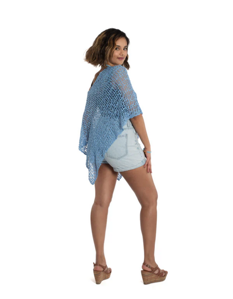 Suzie Blue Blue Popcorn Knit Shawl