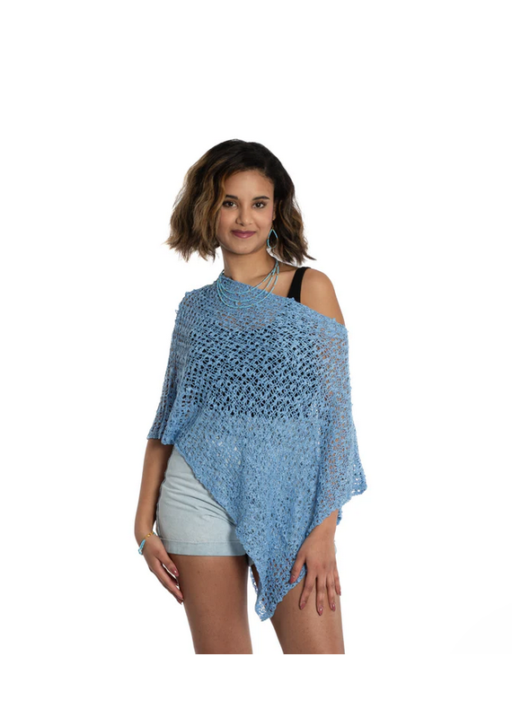 Suzie Blue Blue Popcorn Knit Shawl