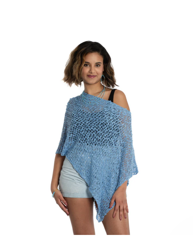 Suzie Blue Blue Popcorn Knit Shawl