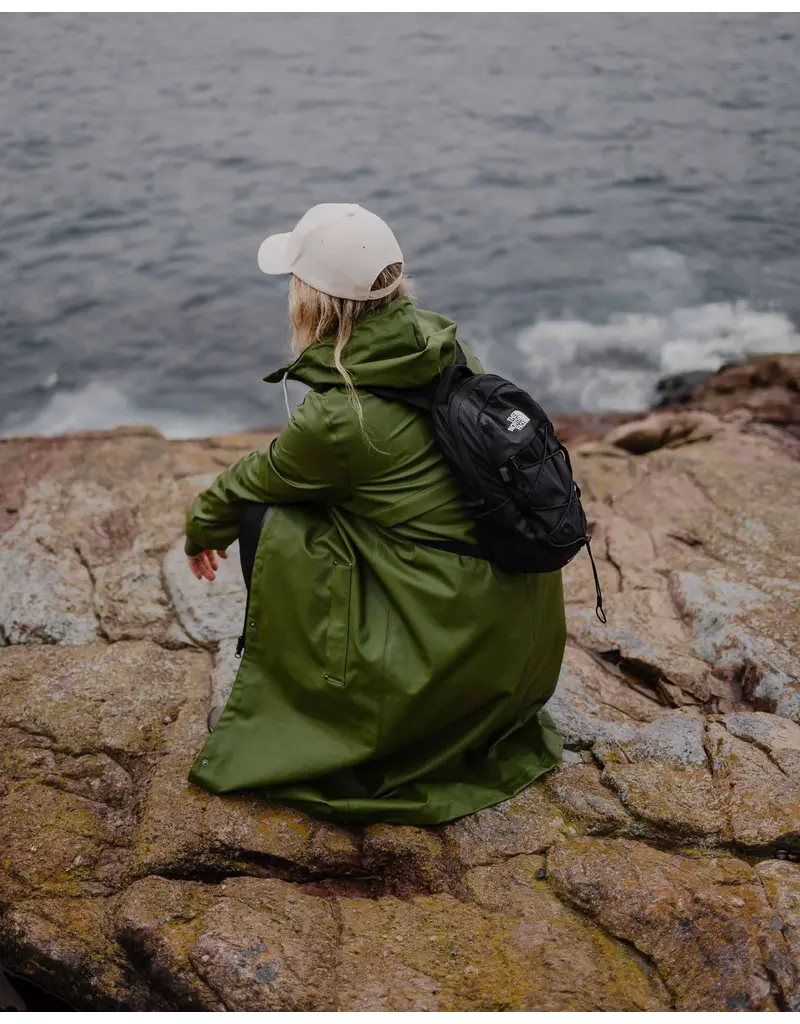 The Mernini Raincoat Chive Green | Classic 48" Length