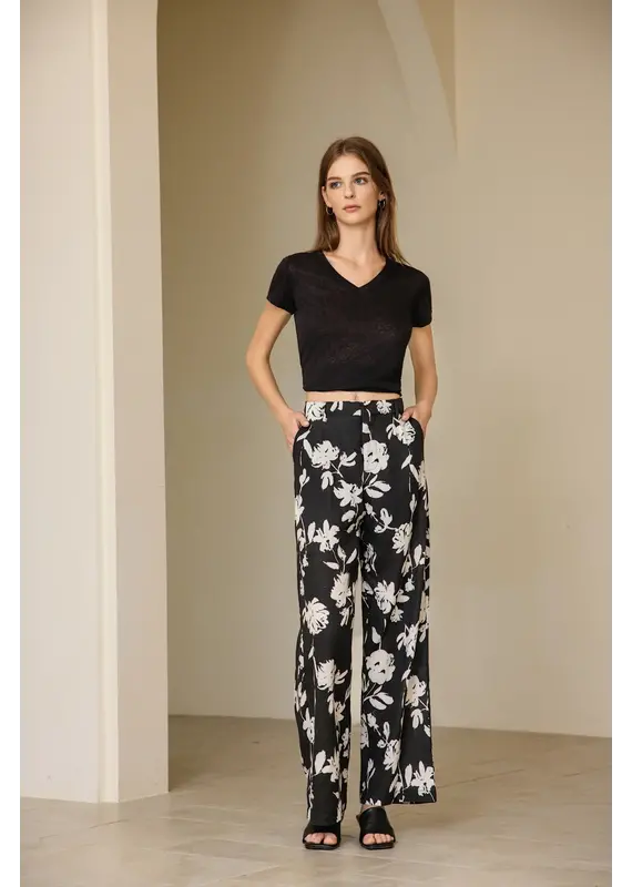 Luna Clothing Floral Print Linen Pant