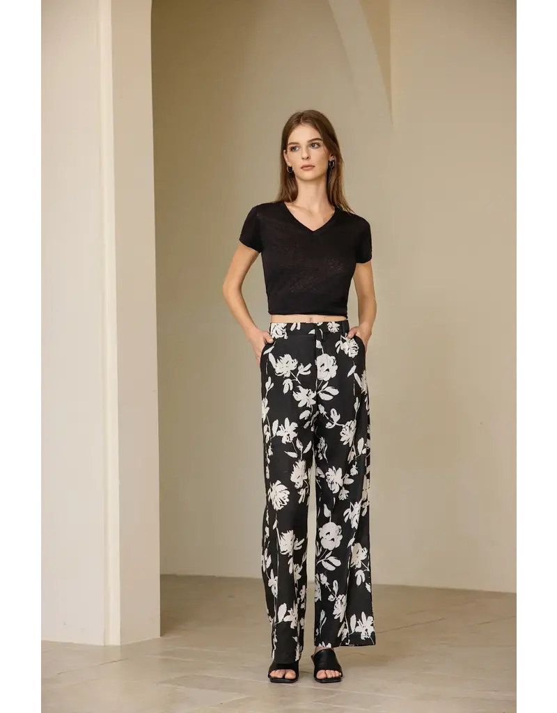 Luna Clothing Floral Print Linen Pant
