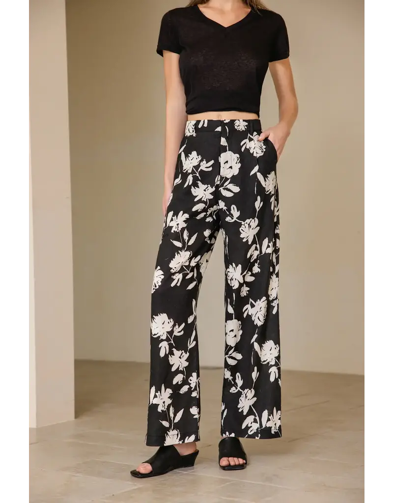 Luna Clothing Floral Print Linen Pant