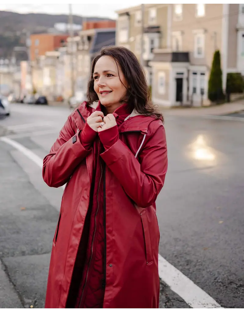 Mernini The Mernini Raincoat Merlot Red | Petite 42" Length
