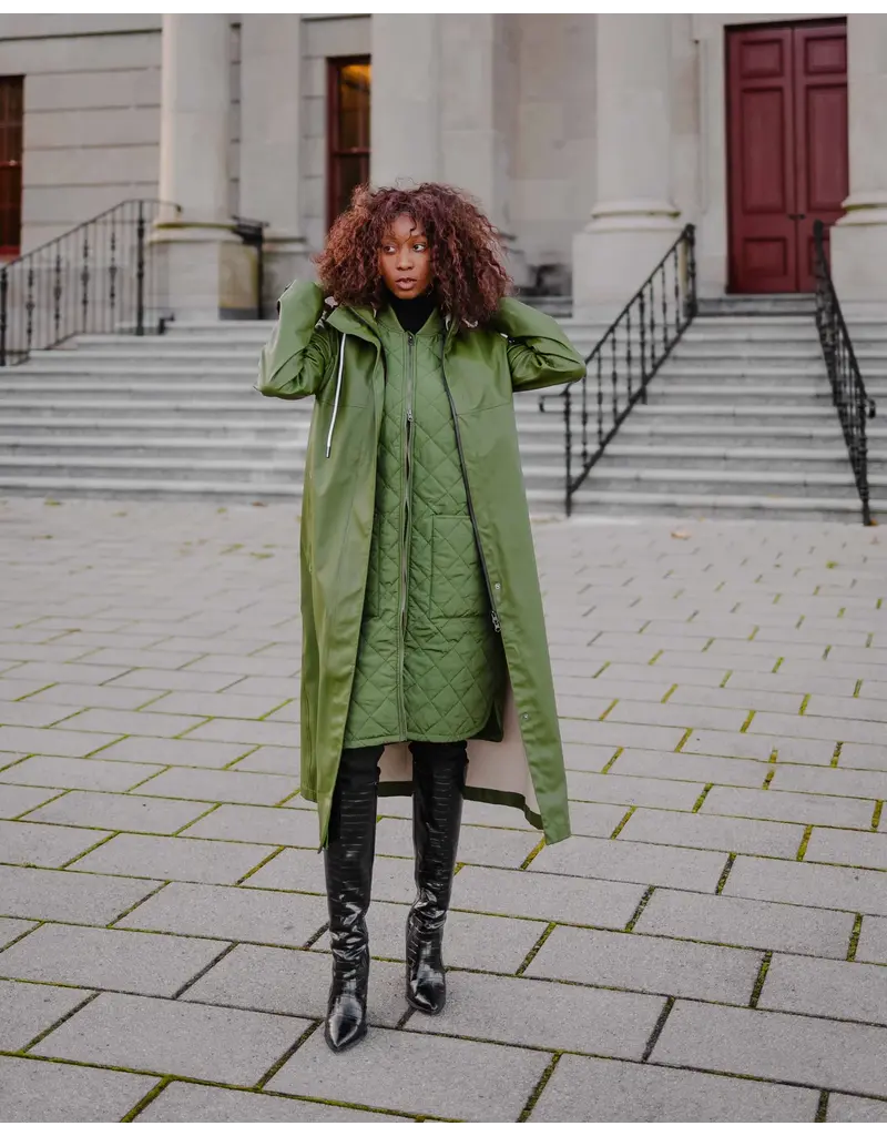 Mernini The Mernini Raincoat Chive Green | Petite 42" Length