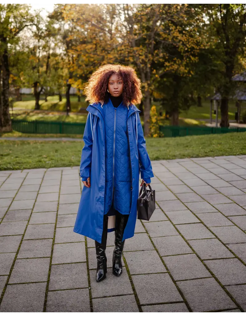 Mernini The Mernini Raincoat Peony Blue | Petite 42" Length