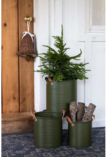 Green Metal Tubs with Leather Handles