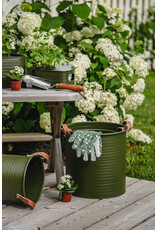 Green Metal Tubs with Leather Handles