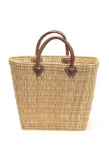 Straw Market Tote with Leather Handles