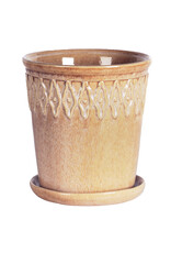 Beige Embossed Pot with Saucer | lg