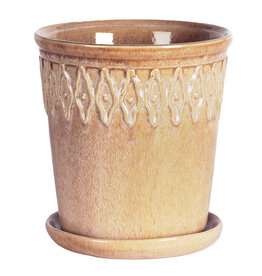 Beige Embossed Pot with Saucer | lg